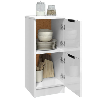 Dressoirs 2 St 30X30X70 Cm Bewerkt Hout Hoogglans Wit