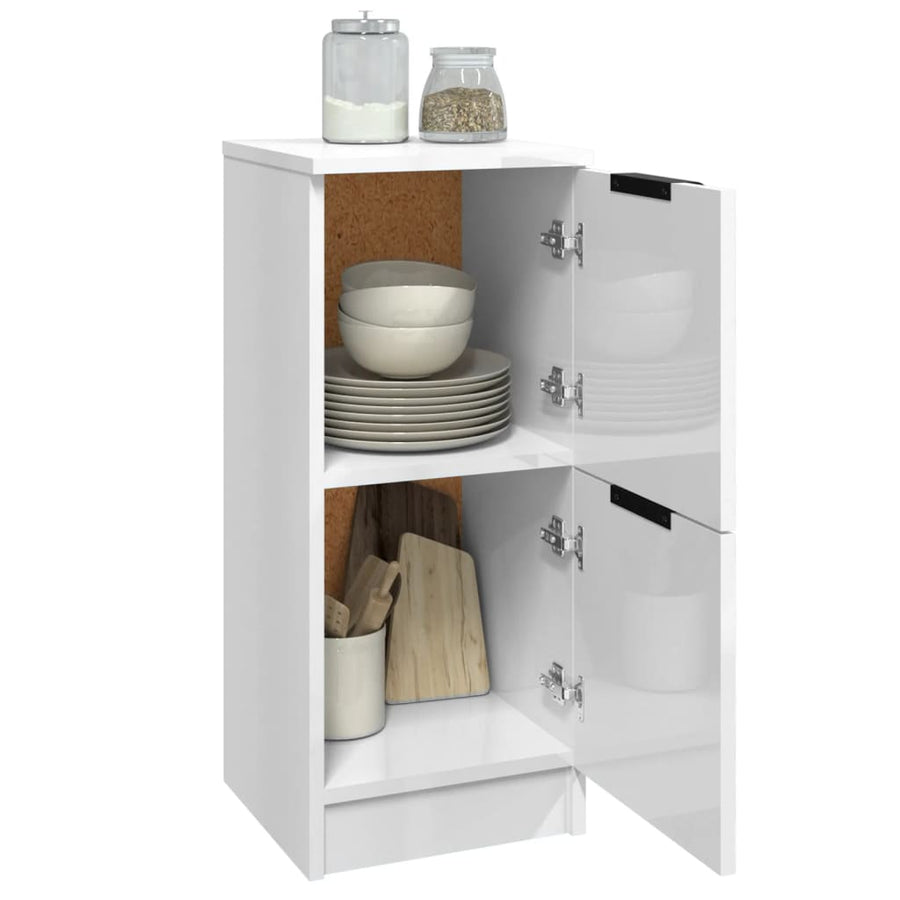 Dressoirs 2 St 30X30X70 Cm Bewerkt Hout Hoogglans Wit