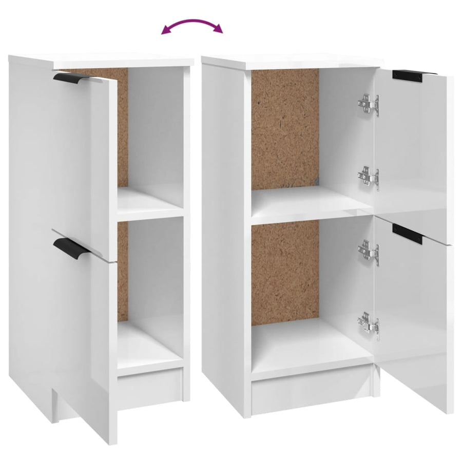 Dressoirs 2 St 30X30X70 Cm Bewerkt Hout Hoogglans Wit