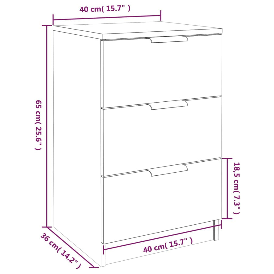 Nachtkastjes 2 St 40X36X65 Cm Wit