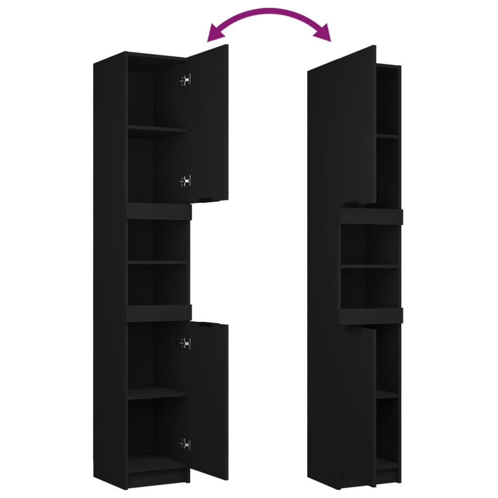 Badkamerkast 32X34X188,5 Cm Bewerkt Hout Zwart