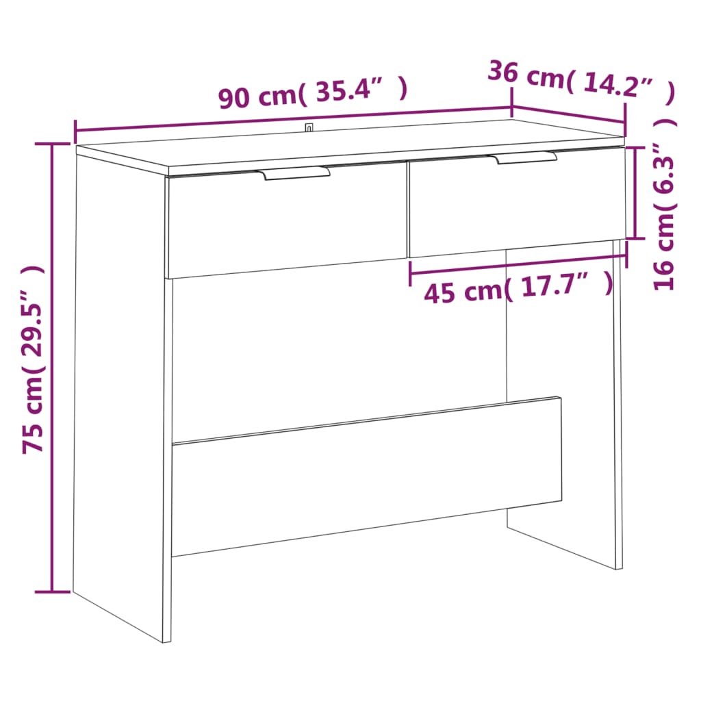 Wandtafel 90X36X75 Cm Bewerkt Hout Zwart
