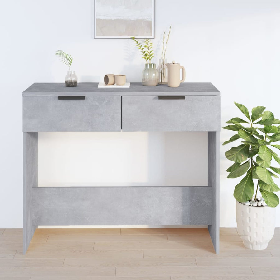 Wandtafel 90X36X75 Cm Bewerkt Hout Betongrijs