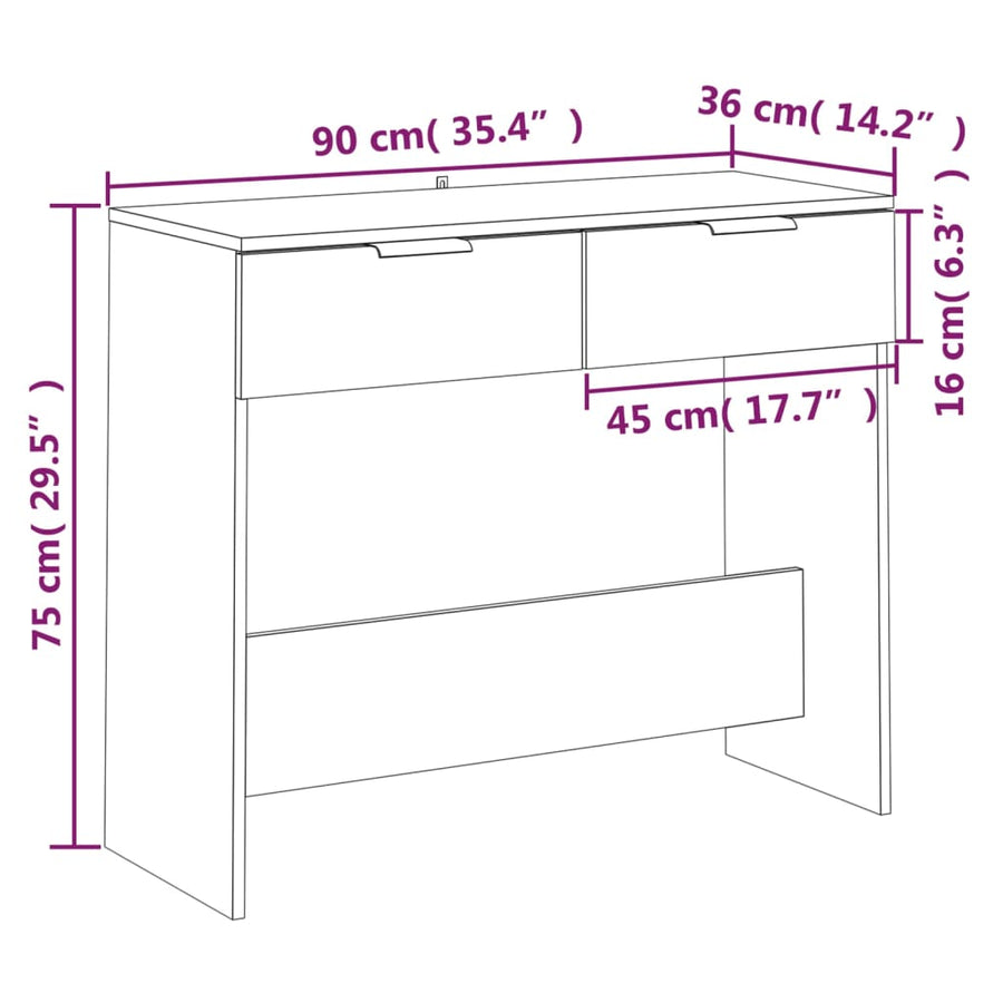Wandtafel 90X36X75 Cm Bewerkt Hout Betongrijs