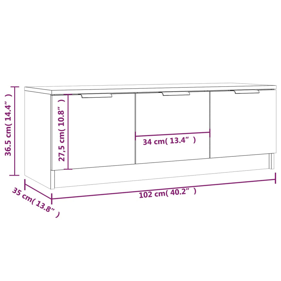 Tv-Meubel 02X35X36,5 Cm Bewerkt Hout Kleurig Sonoma eiken