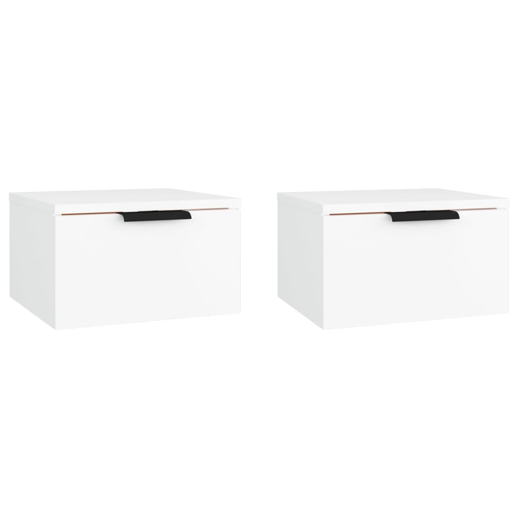 Nachtkastjes 2 st wandgemonteerd 34x30x20 cm wit Wit