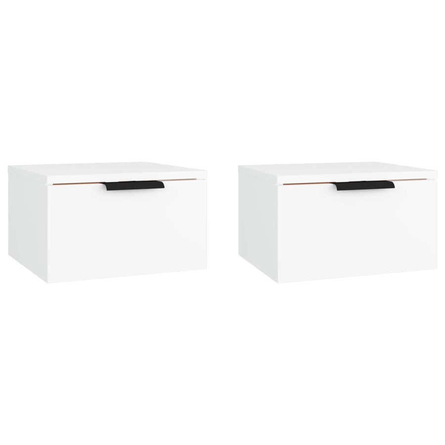 Nachtkastjes 2 st wandgemonteerd 34x30x20 cm wit Wit