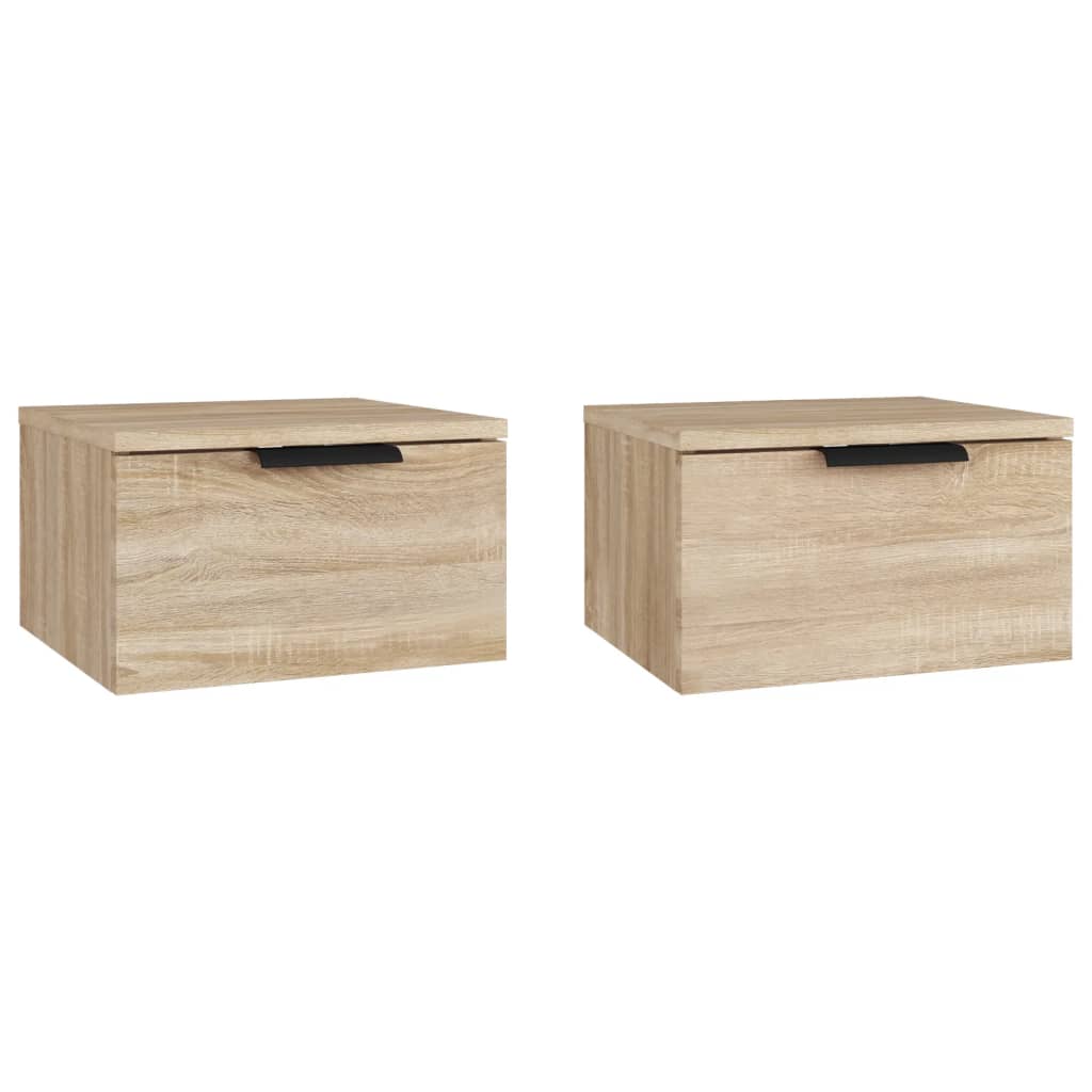 Nachtkastjes 2 st wandgemonteerd 34x30x20 cm sonoma eikenkleur Sonoma eiken