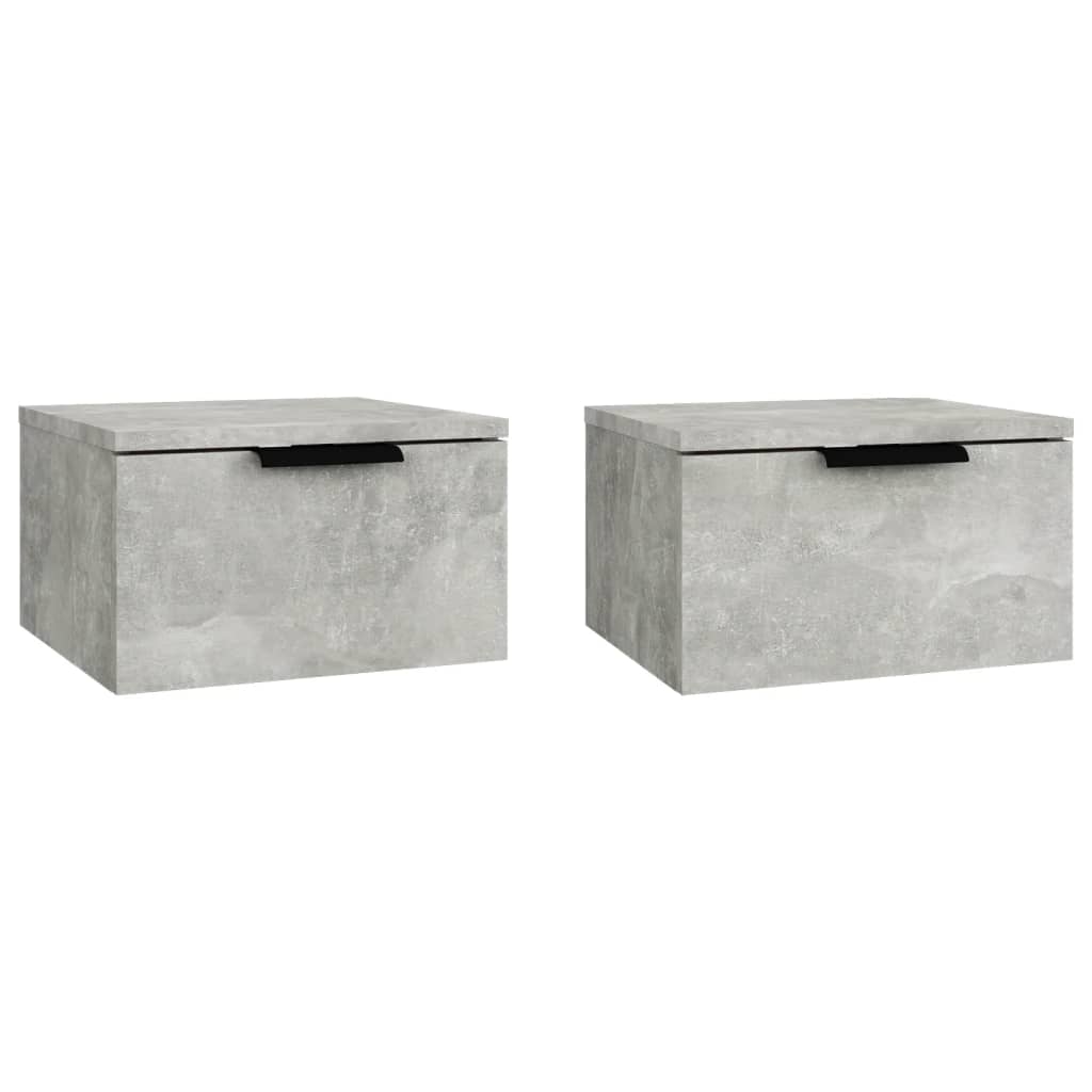 Nachtkastjes 2 st wandgemonteerd 34x30x20 cm betongrijs 2 Betongrijs