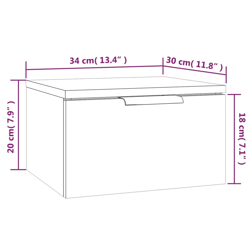 Nachtkastjes 2 st wandgemonteerd 34x30x20 cm betongrijs 2 Betongrijs