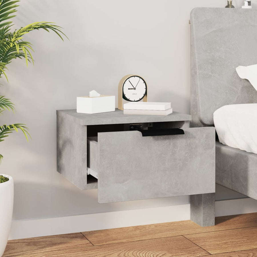 Nachtkastjes 2 st wandgemonteerd 34x30x20 cm betongrijs 2 Betongrijs