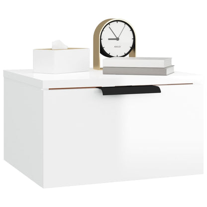 Nachtkastjes 2 st wandgemonteerd 34x30x20 cm hoogglans wit