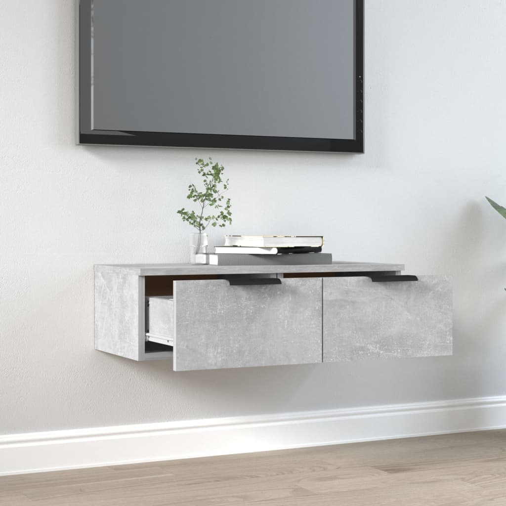 Wandkast 68X30X20 Cm Bewerkt Hout Betongrijs