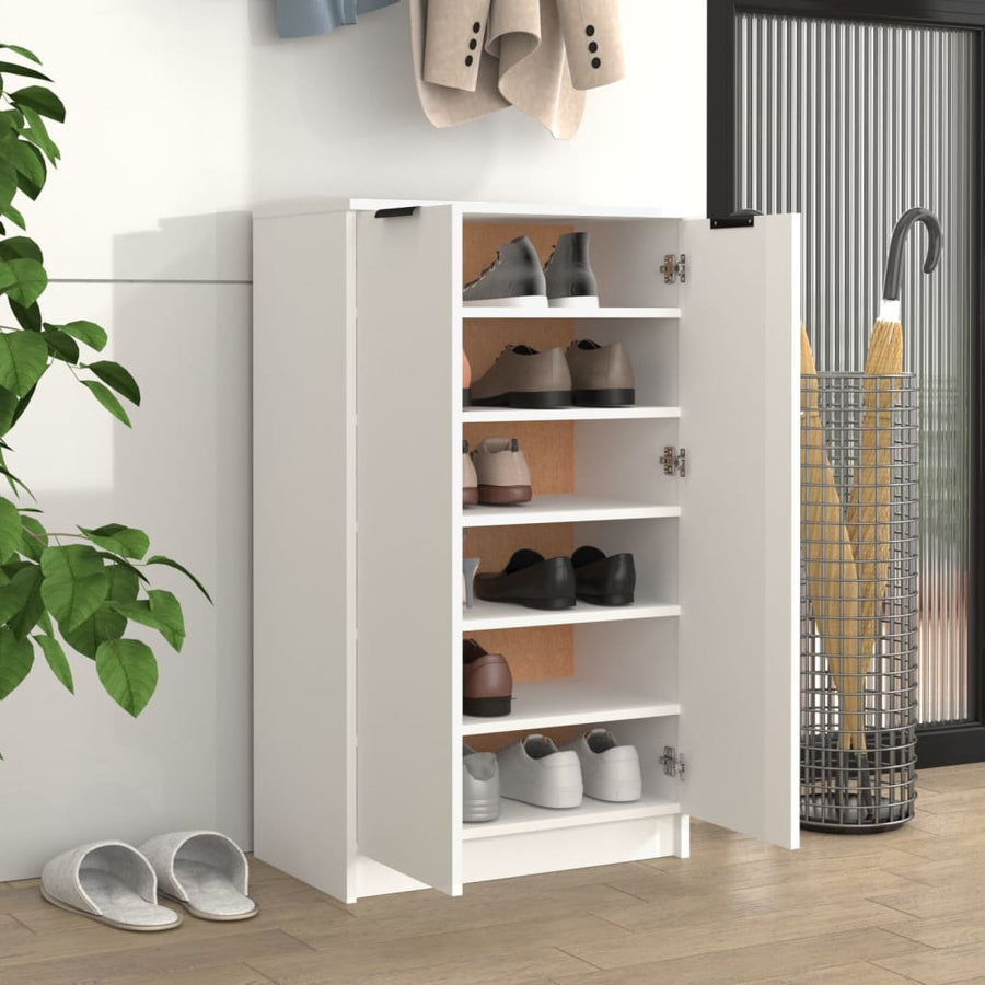 Schoenenkast 59x35x100 cm bewerkt hout wit Wit
