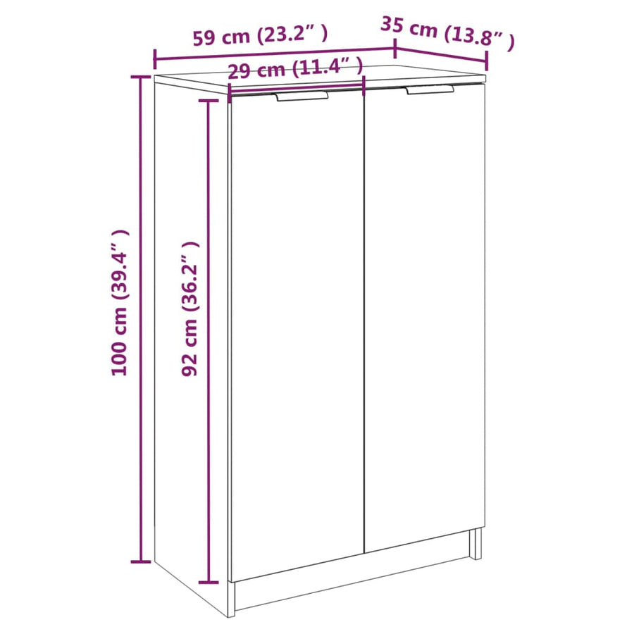 Schoenenkast 59X35X00 Cm Bewerkt Hout Betongrijs