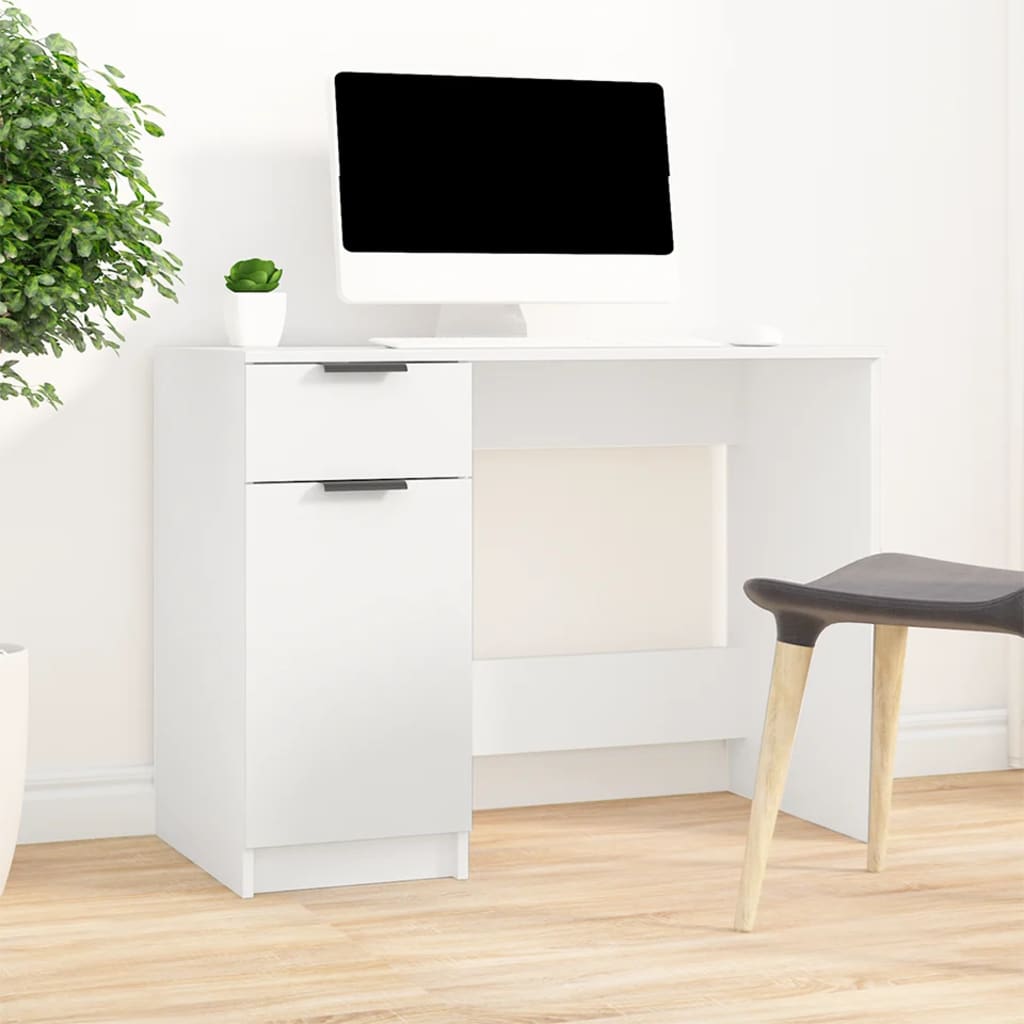 Bureau 100X50X75 Cm Bewerkt Hout Wit