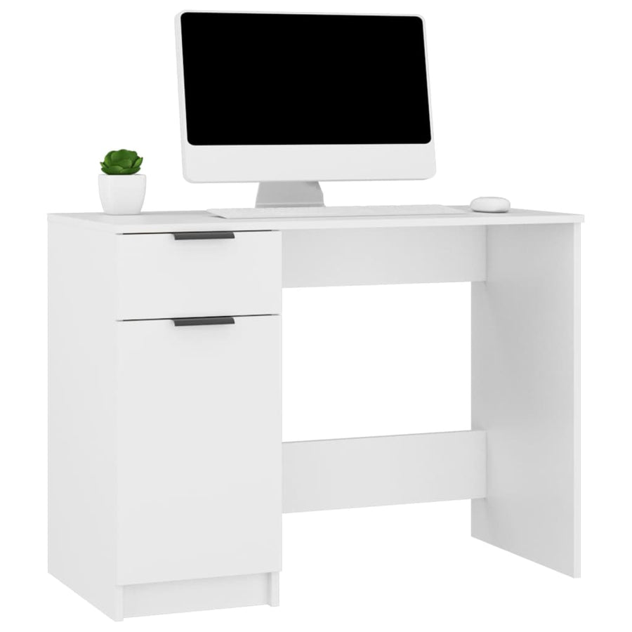 Bureau 100X50X75 Cm Bewerkt Hout Wit