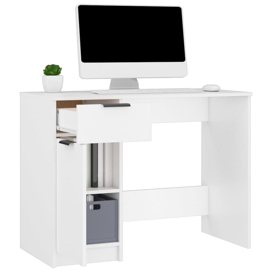 Bureau 100X50X75 Cm Bewerkt Hout Wit