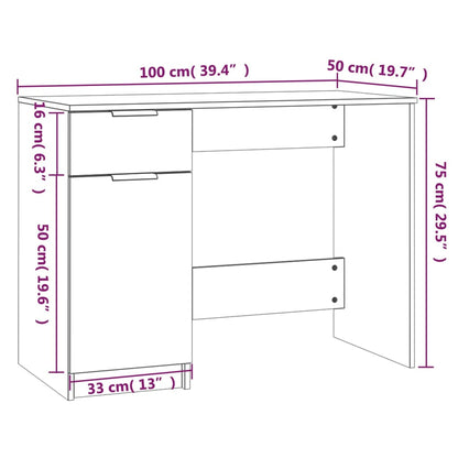Bureau 100X50X75 Cm Bewerkt Hout Wit