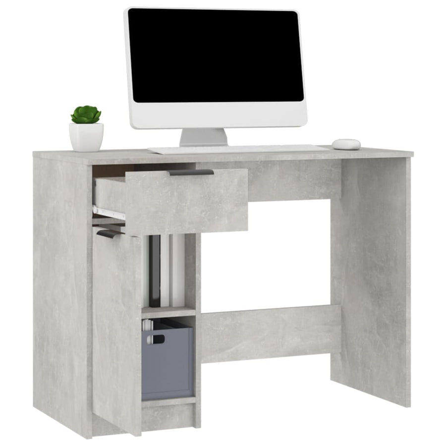 Bureau 100X50X75 Cm Bewerkt Hout Betongrijs