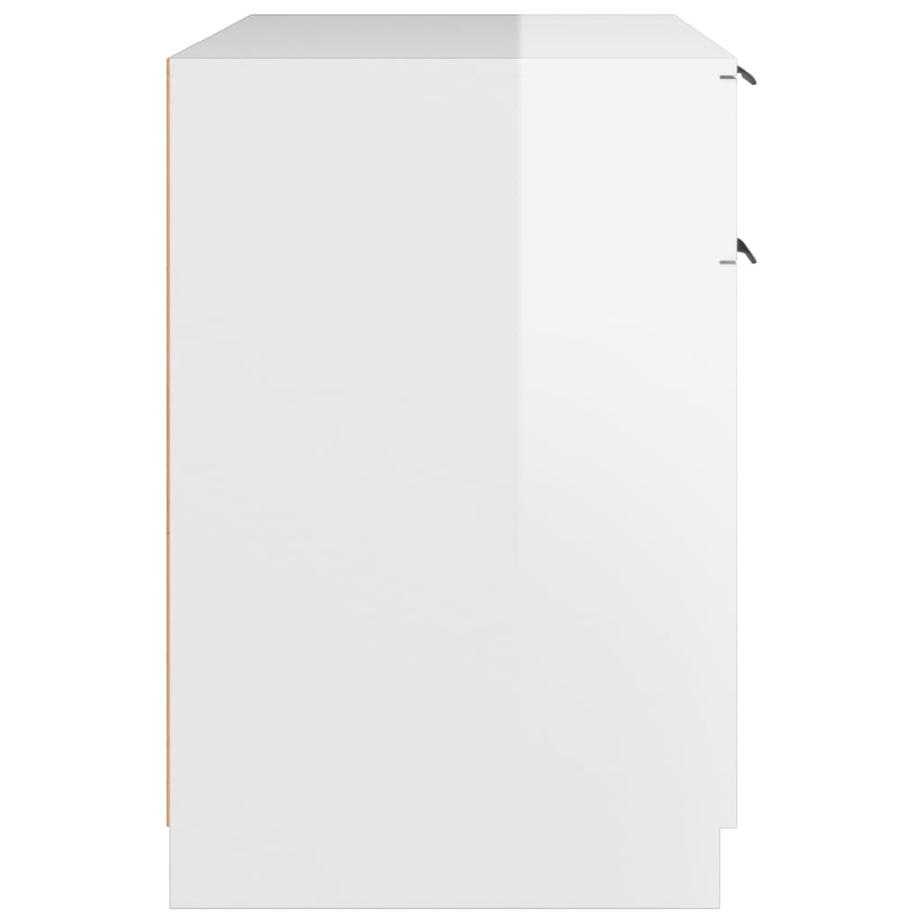 Bureau 100x50x75 cm bewerkt hout hoogglans wit
