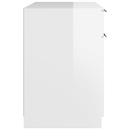 Bureau 100x50x75 cm bewerkt hout hoogglans wit
