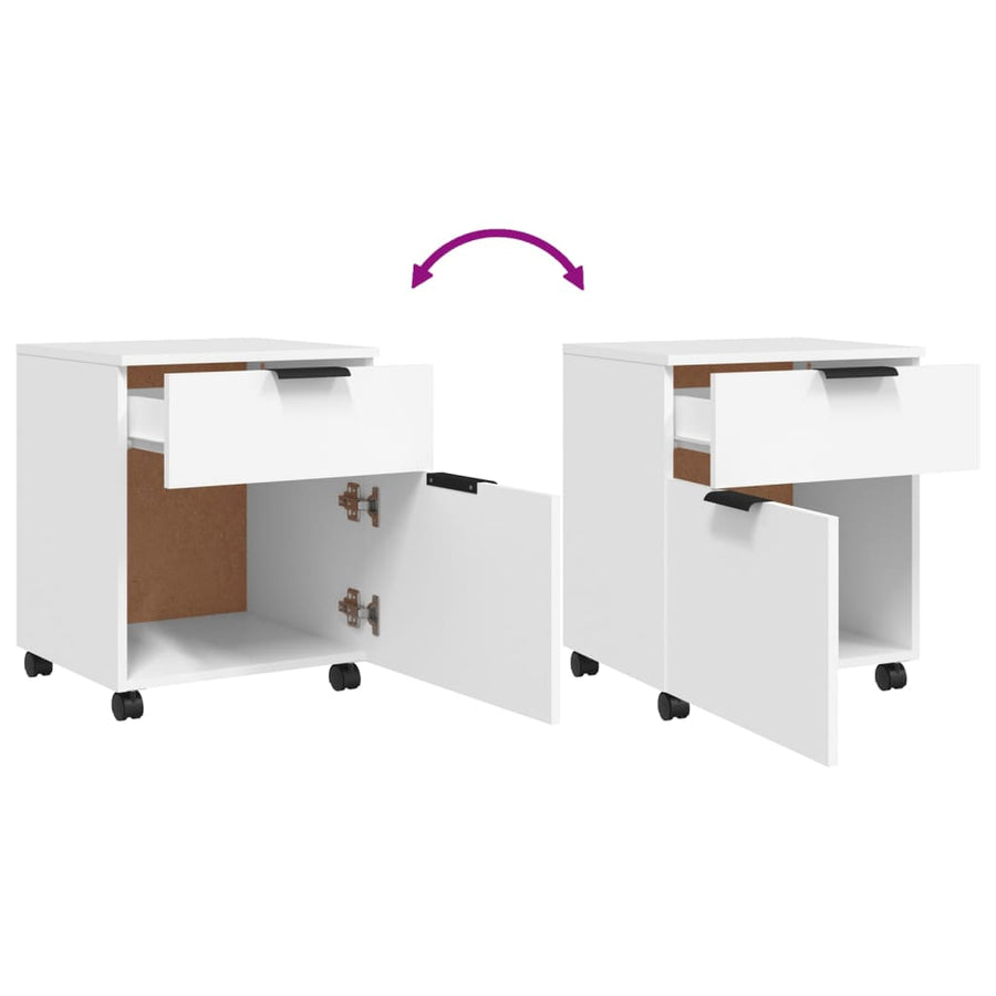 Dossierkast Verrijdbaar 45X38X54 Cm Bewerkt Hout Wit