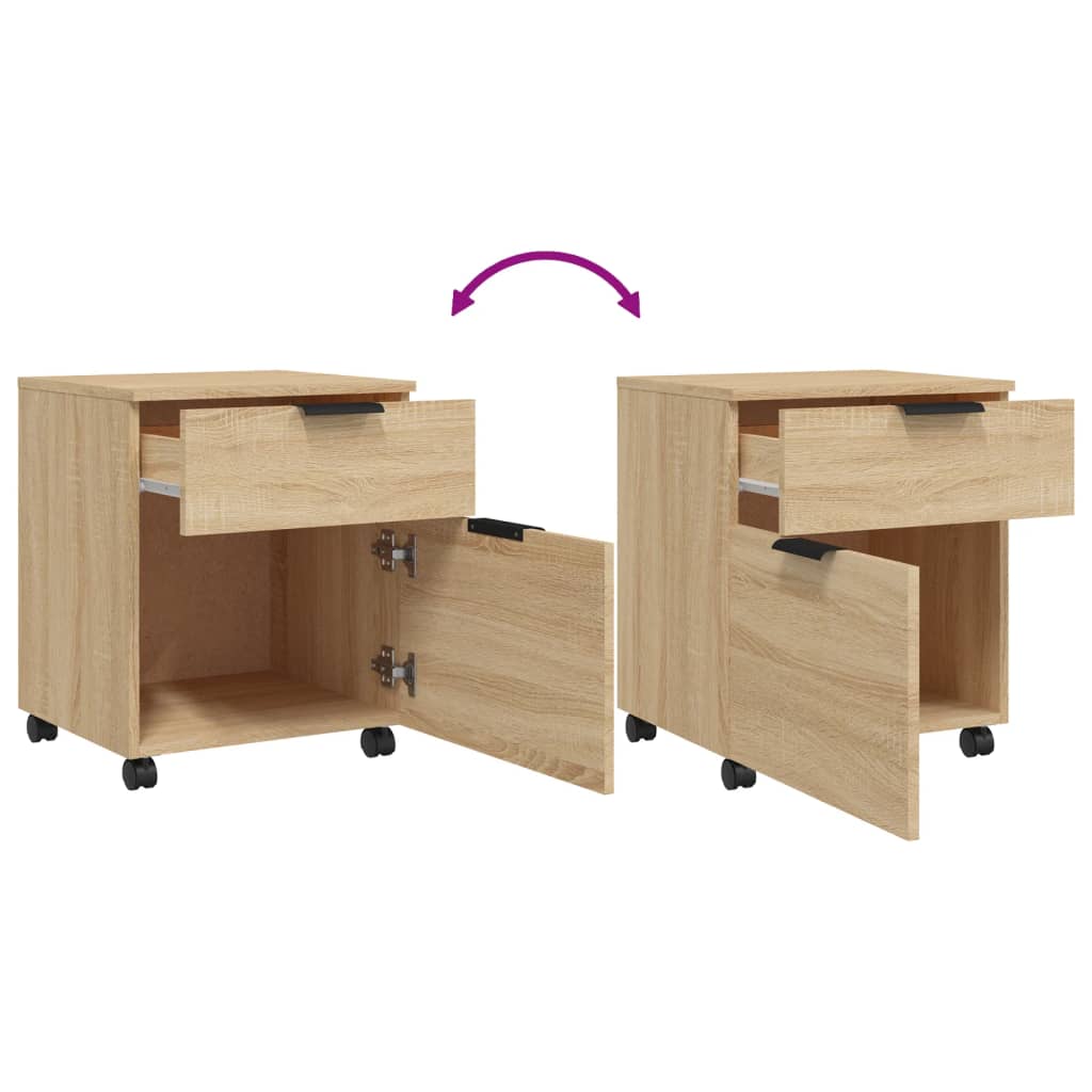 Dossierkast Verrijdbaar 45X38X54 Cm Bewerkt Hout Sonoma Eiken