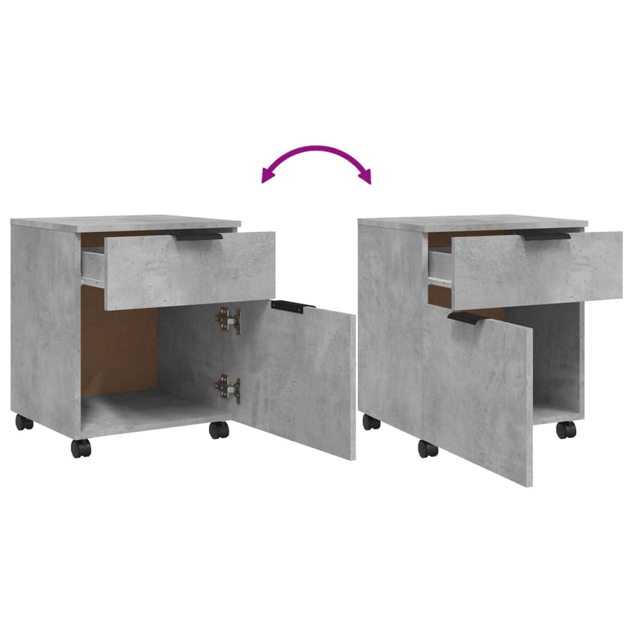 Dossierkast Verrijdbaar 45X38X54 Cm Bewerkt Hout Betongrijs
