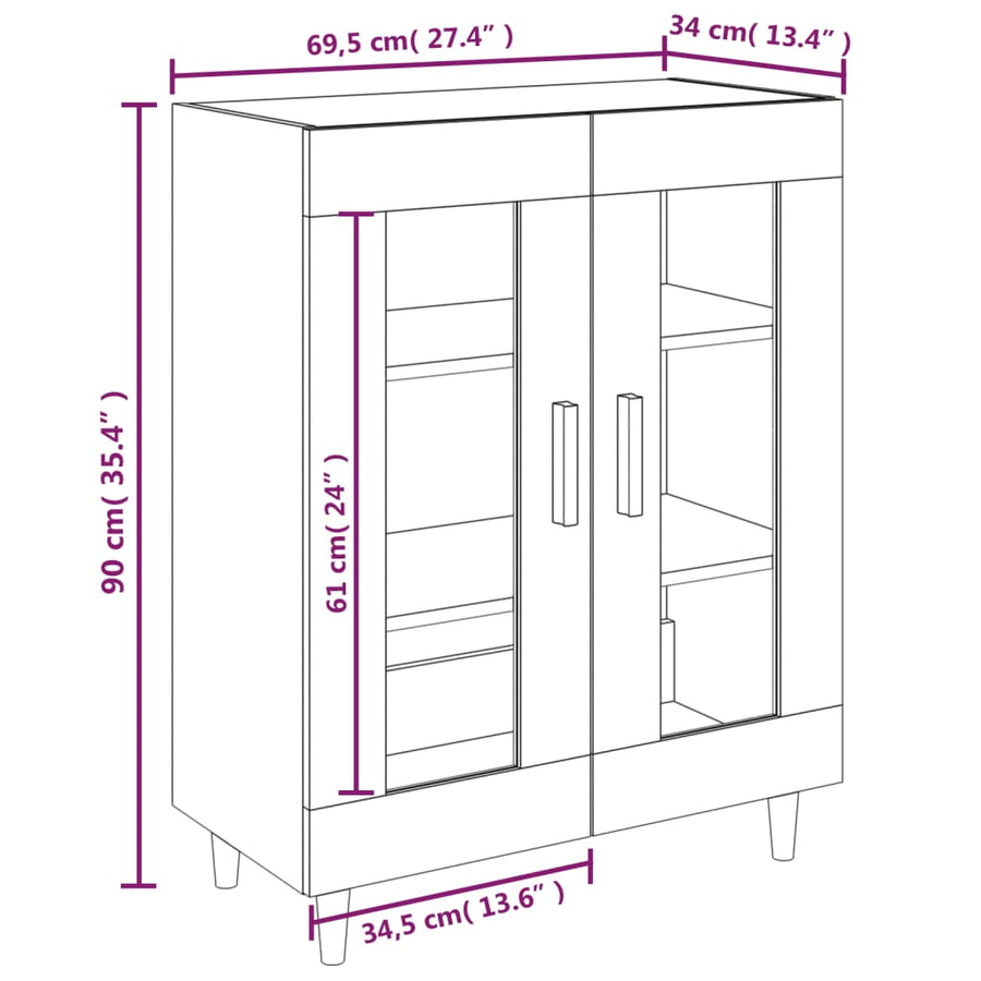 Dressoir 69,5X34X90 Cm Bewerkt Hout Sonoma Eikenkleurig 1