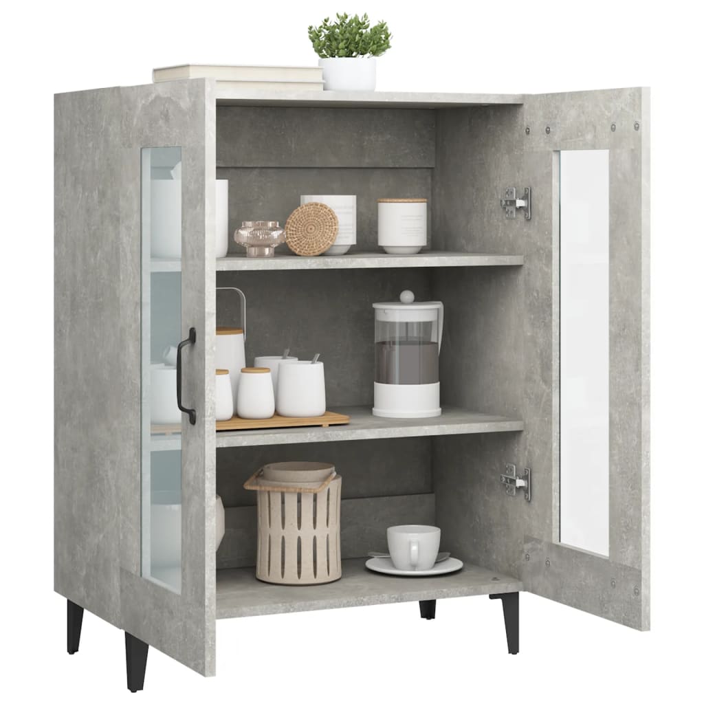 Dressoir 69,5X34X90 Cm Bewerkt Hout Betongrijs