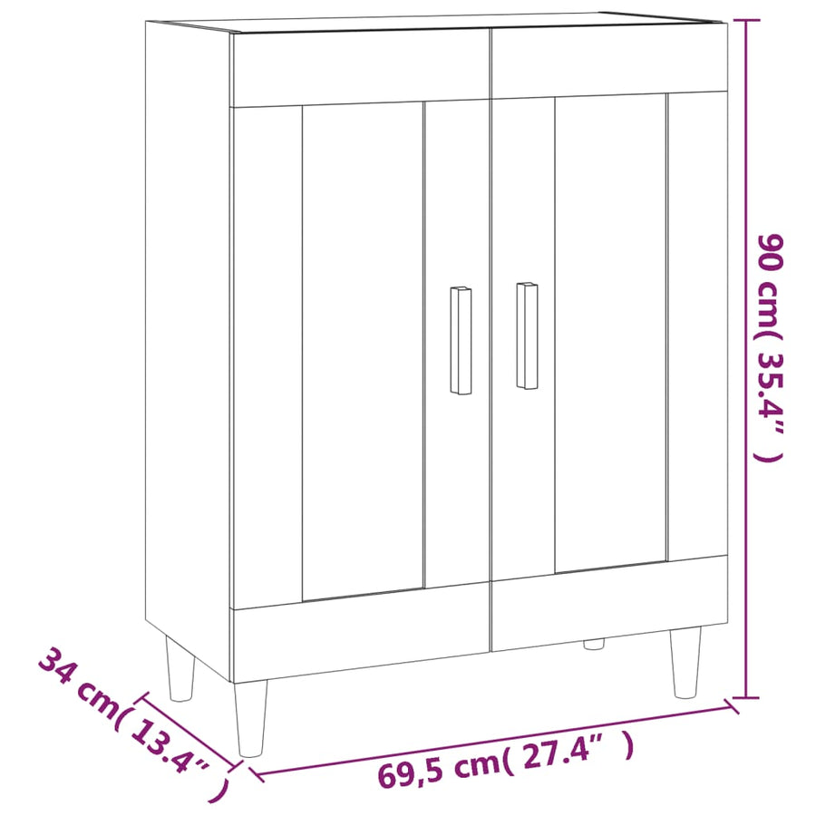 Dressoir 69,5X34X90 Cm Bewerkt Hout Betongrijs