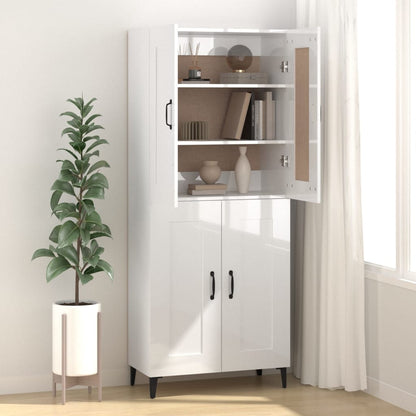 Dressoir 69,5X34X90 Cm Bewerkt Hout Hoogglans Wit
