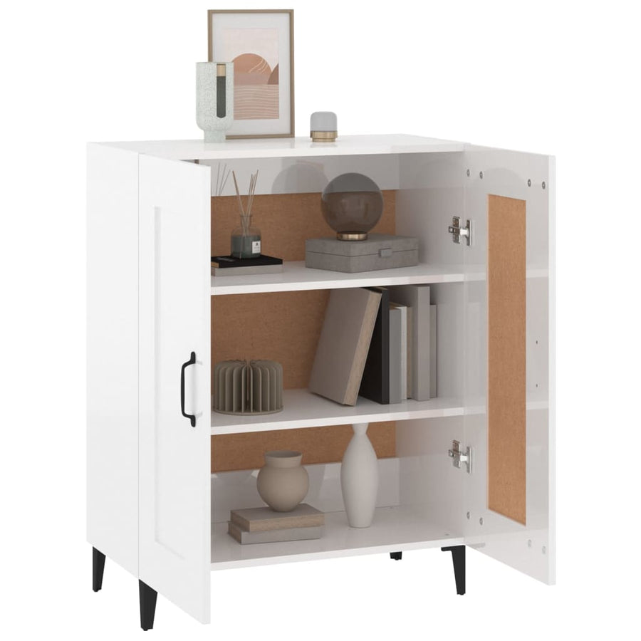 Dressoir 69,5X34X90 Cm Bewerkt Hout Hoogglans Wit