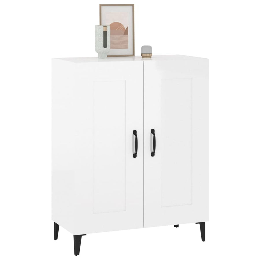 Dressoir 69,5X34X90 Cm Bewerkt Hout Hoogglans Wit