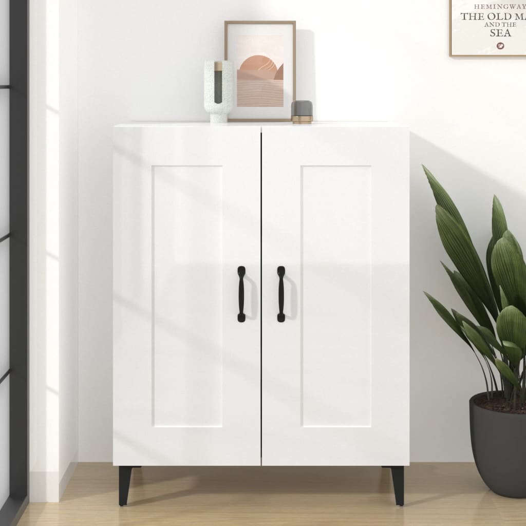 Dressoir 69,5X34X90 Cm Bewerkt Hout Hoogglans Wit