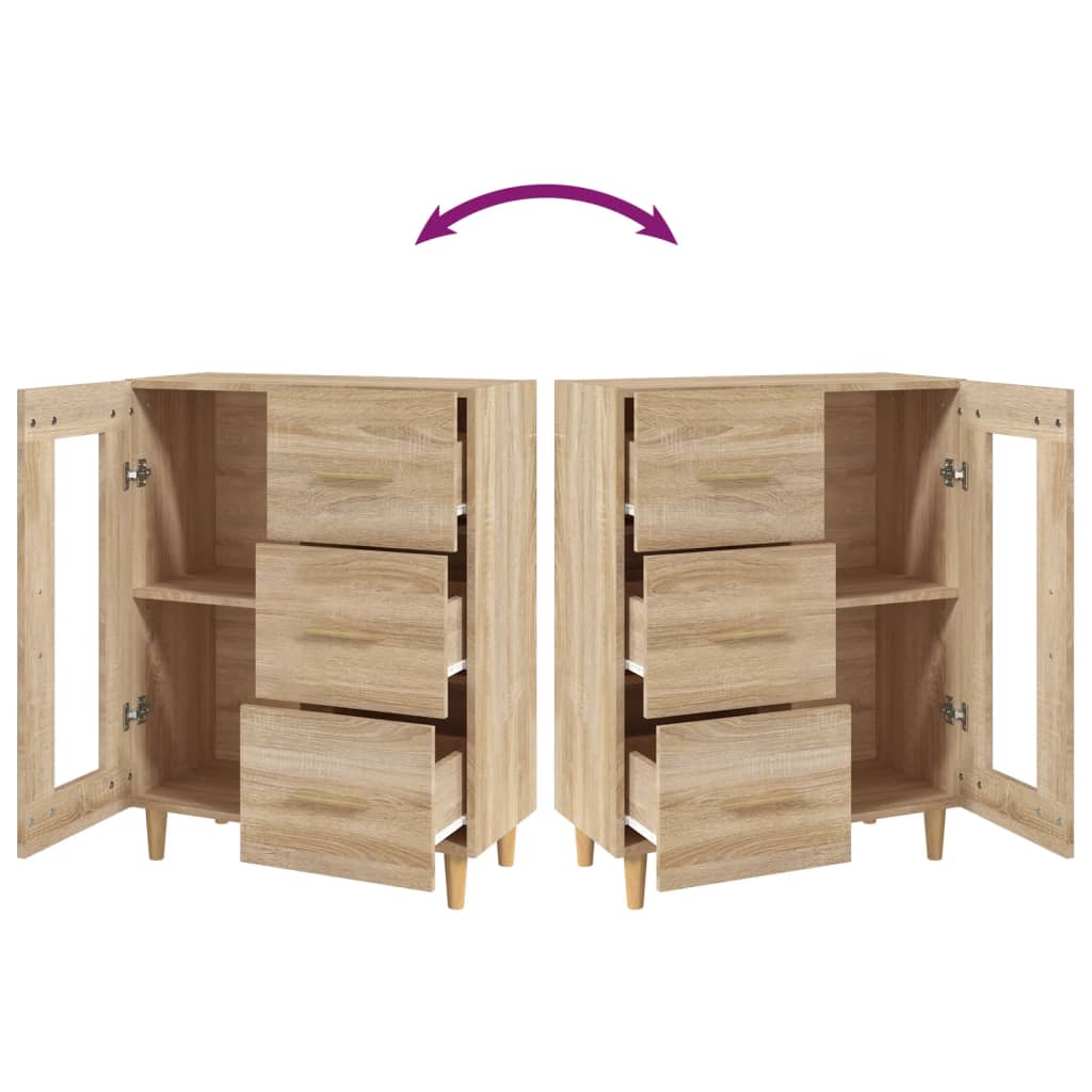 Dressoir 69,5X34X90 Cm Bewerkt Hout Kleurig Sonoma eiken