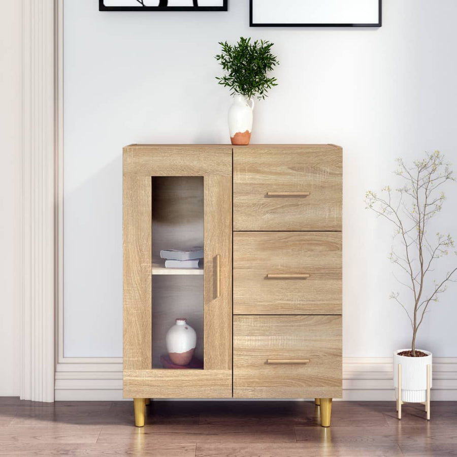 Dressoir 69,5X34X90 Cm Bewerkt Hout Kleurig Sonoma eiken