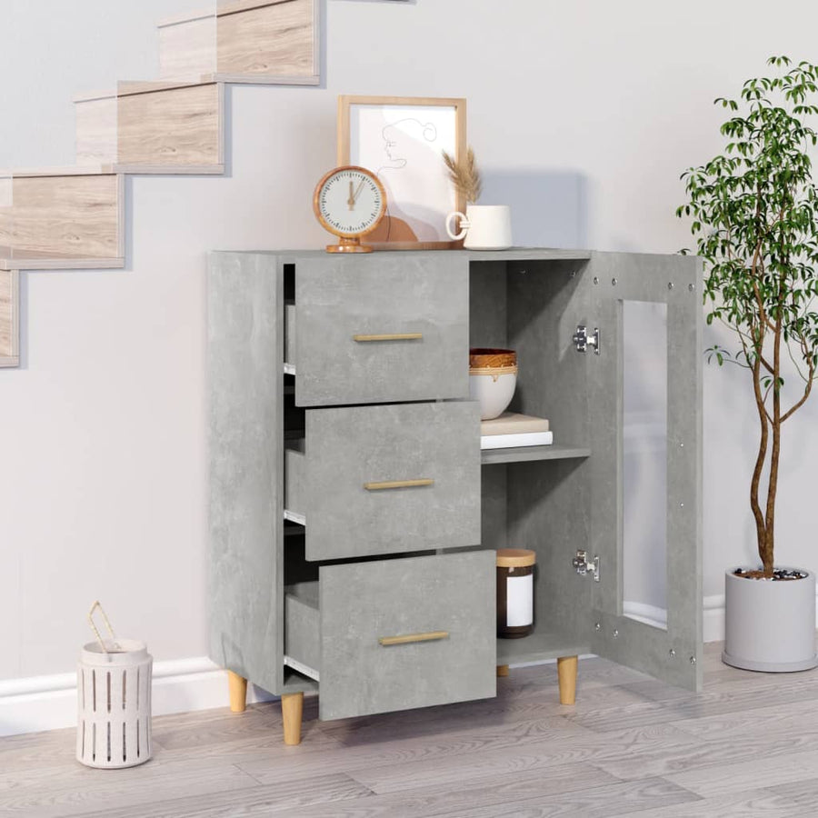 Dressoir 69,5X34X90 Cm Bewerkt Hout Betongrijs