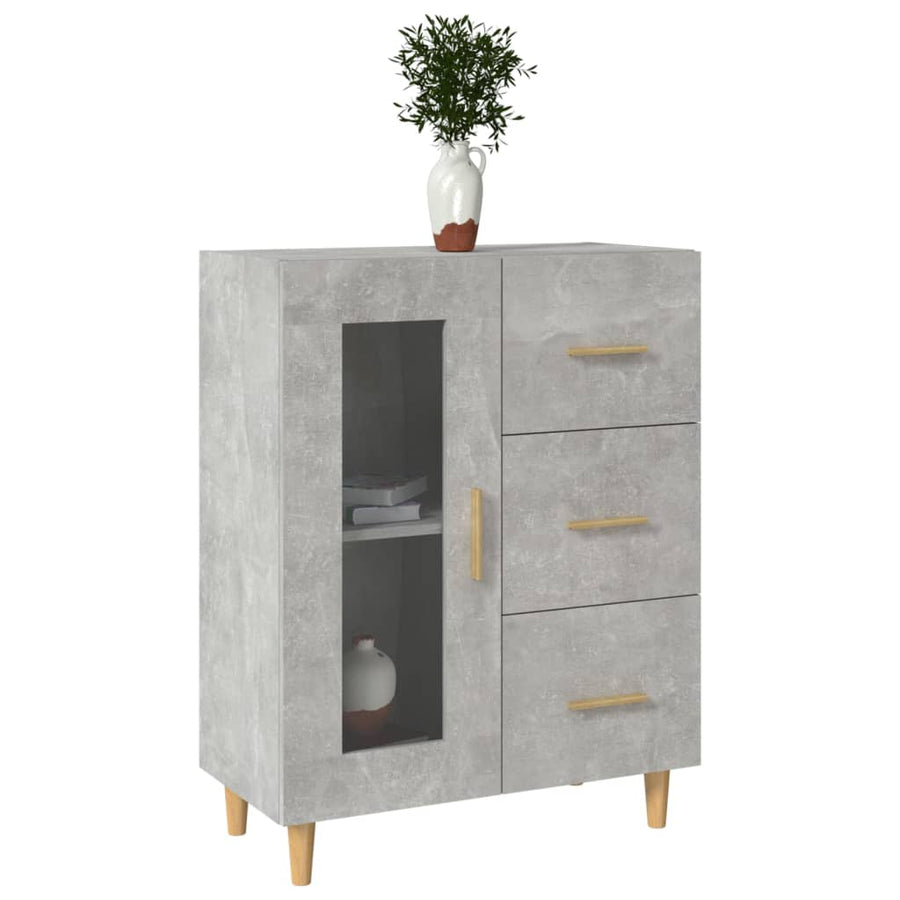 Dressoir 69,5X34X90 Cm Bewerkt Hout Betongrijs