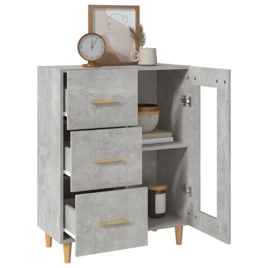 Dressoir 69,5X34X90 Cm Bewerkt Hout Betongrijs