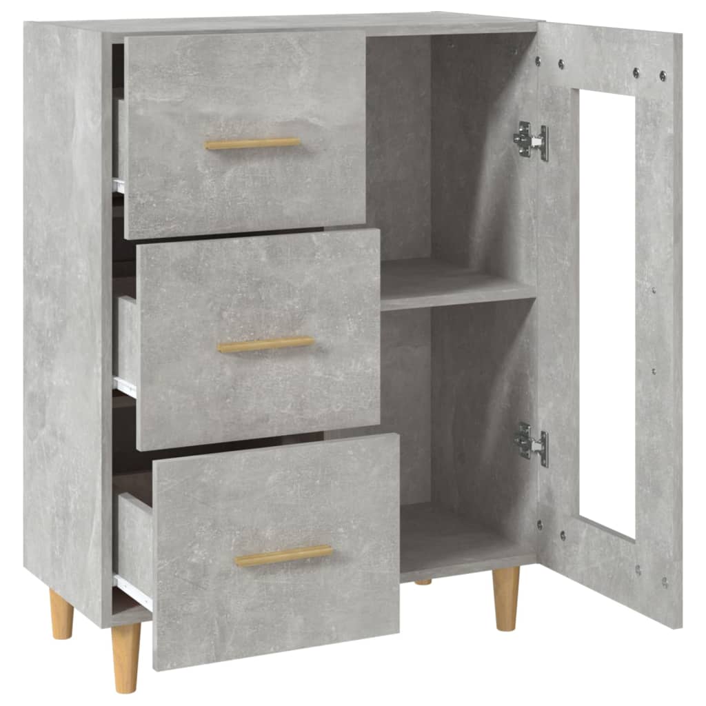 Dressoir 69,5X34X90 Cm Bewerkt Hout Betongrijs