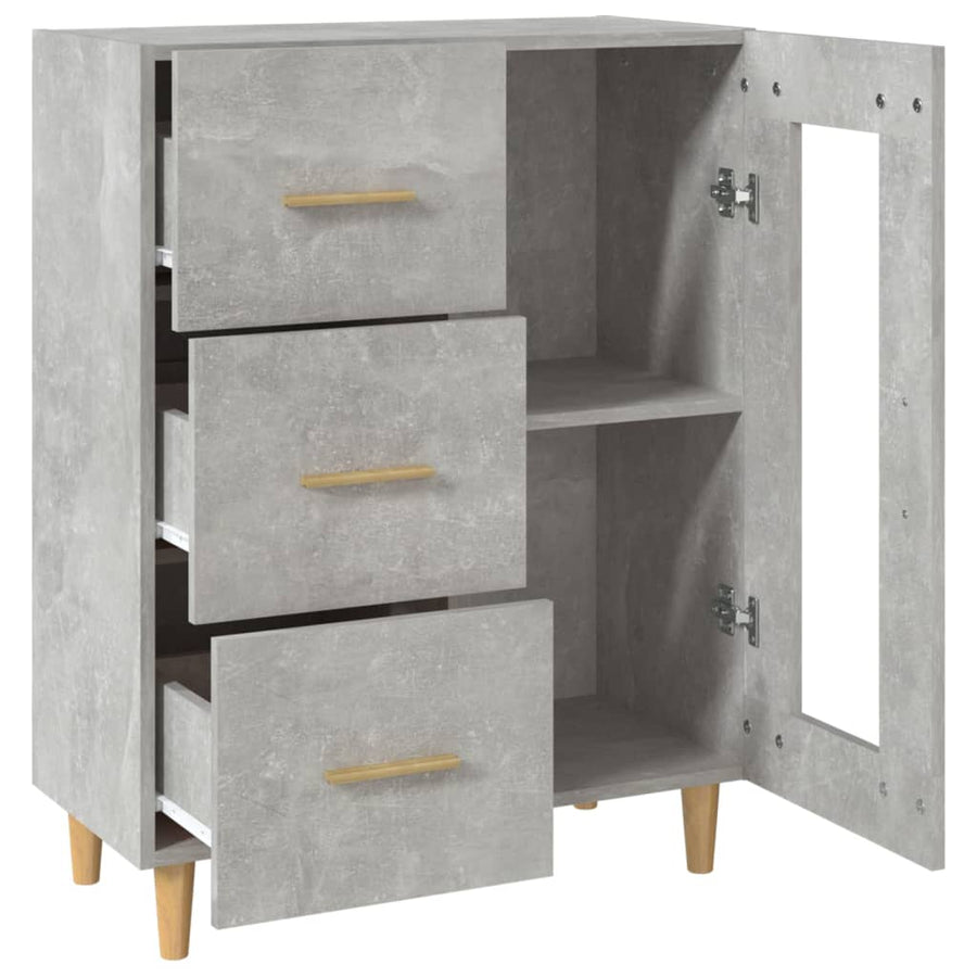 Dressoir 69,5X34X90 Cm Bewerkt Hout Betongrijs