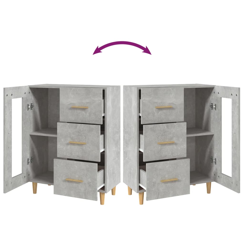 Dressoir 69,5X34X90 Cm Bewerkt Hout Betongrijs