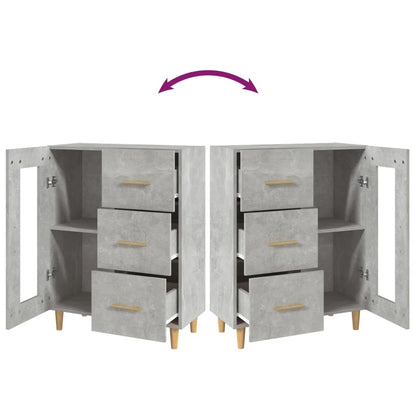 Dressoir 69,5X34X90 Cm Bewerkt Hout Betongrijs