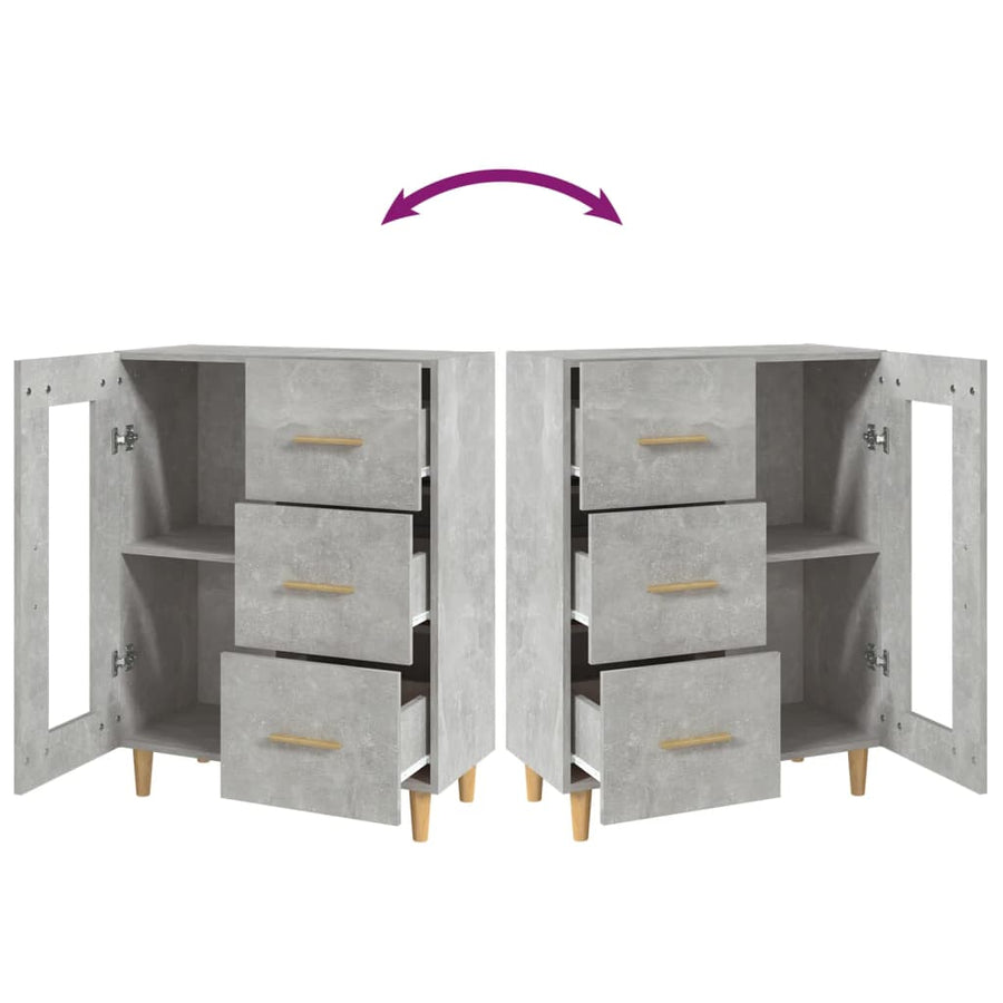 Dressoir 69,5X34X90 Cm Bewerkt Hout Betongrijs