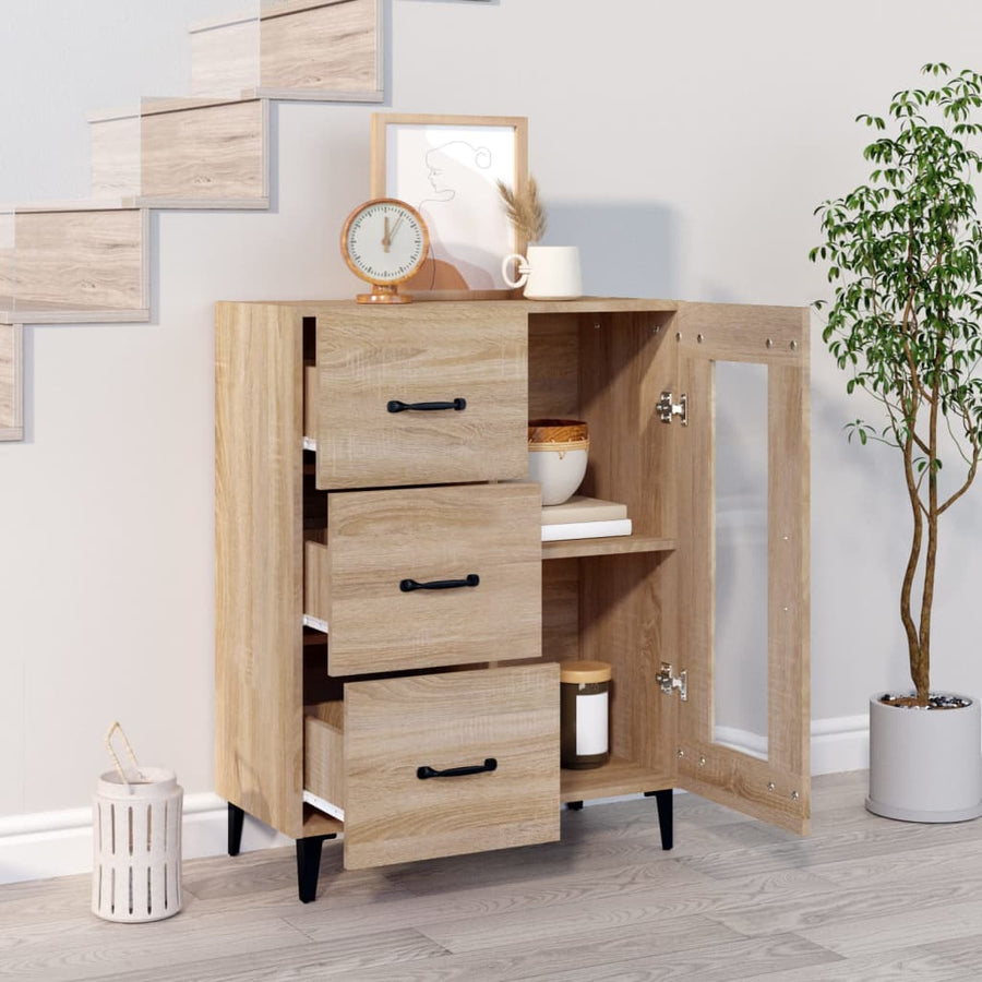 Dressoir 69,5X34X90 Cm Bewerkt Hout Kleurig Sonoma eiken