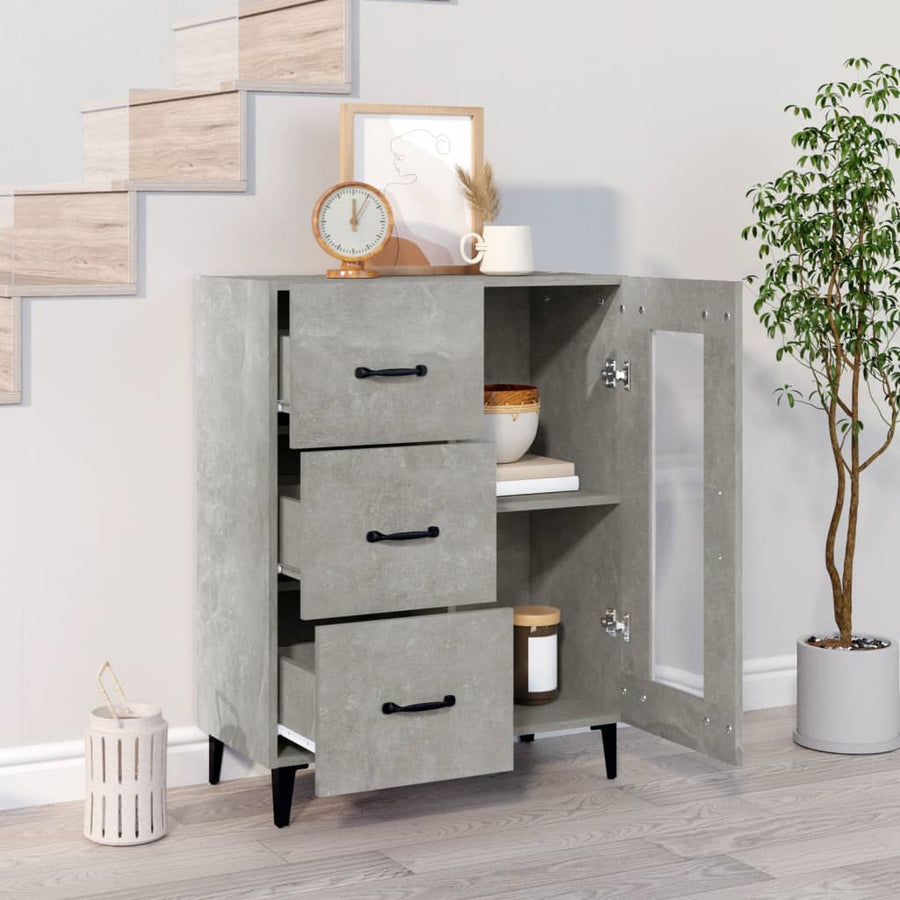 Dressoir 69,5X34X90 Cm Bewerkt Hout Betongrijs