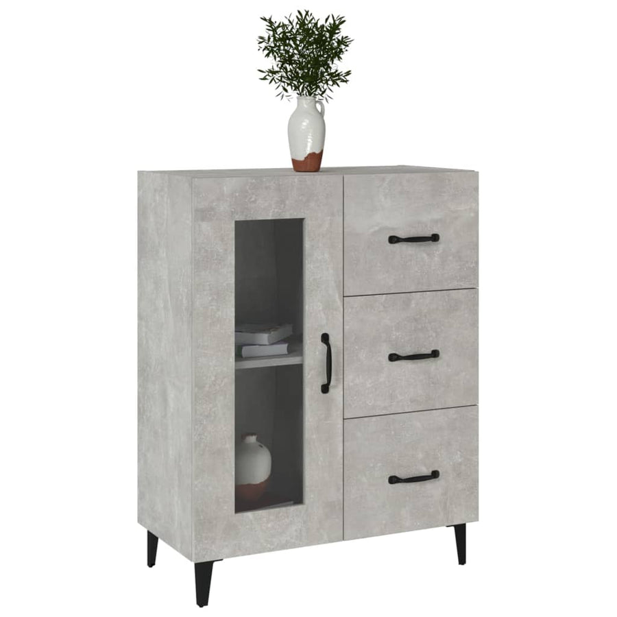 Dressoir 69,5X34X90 Cm Bewerkt Hout Betongrijs