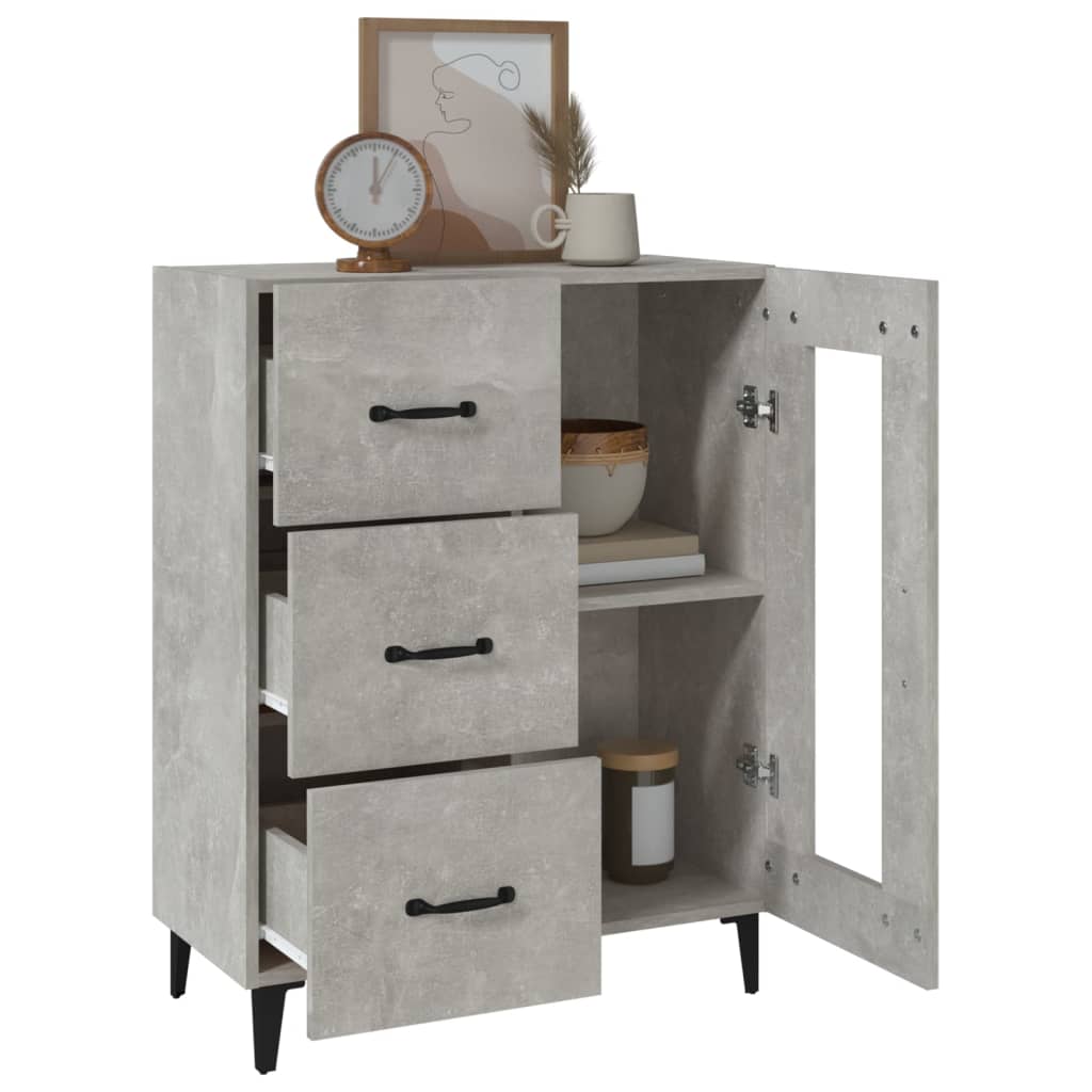 Dressoir 69,5X34X90 Cm Bewerkt Hout Betongrijs